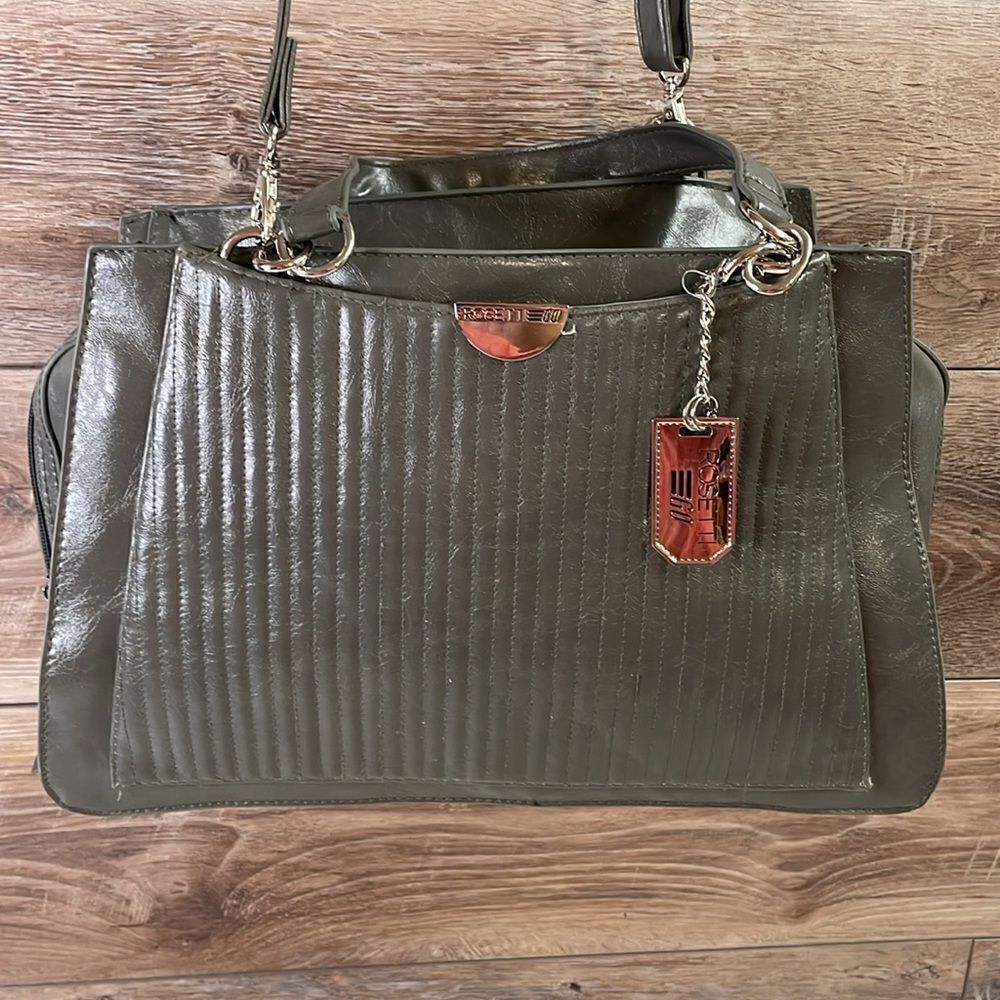 Vintage Rosetti Go Faux Leather Shoulder Handbag Purse  Dark Gray